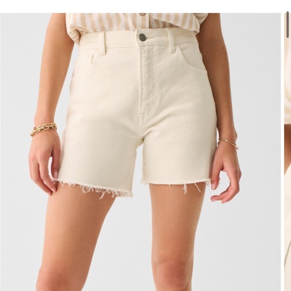 Faherty Sunwashed Denim Jean Short white cotton longer modest 32